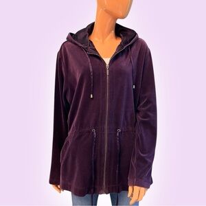 WHITE STAG Cotton Velour Hooded Zip Front Anorak Jacket